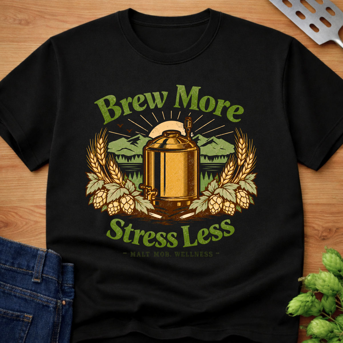 Brew More Stress Less T-Shirt