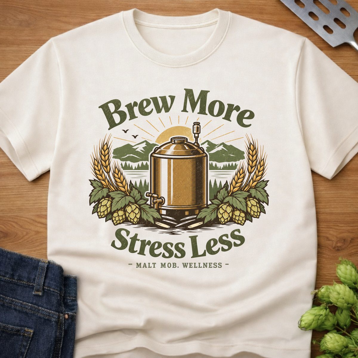 Brew More Stress Less T-Shirt