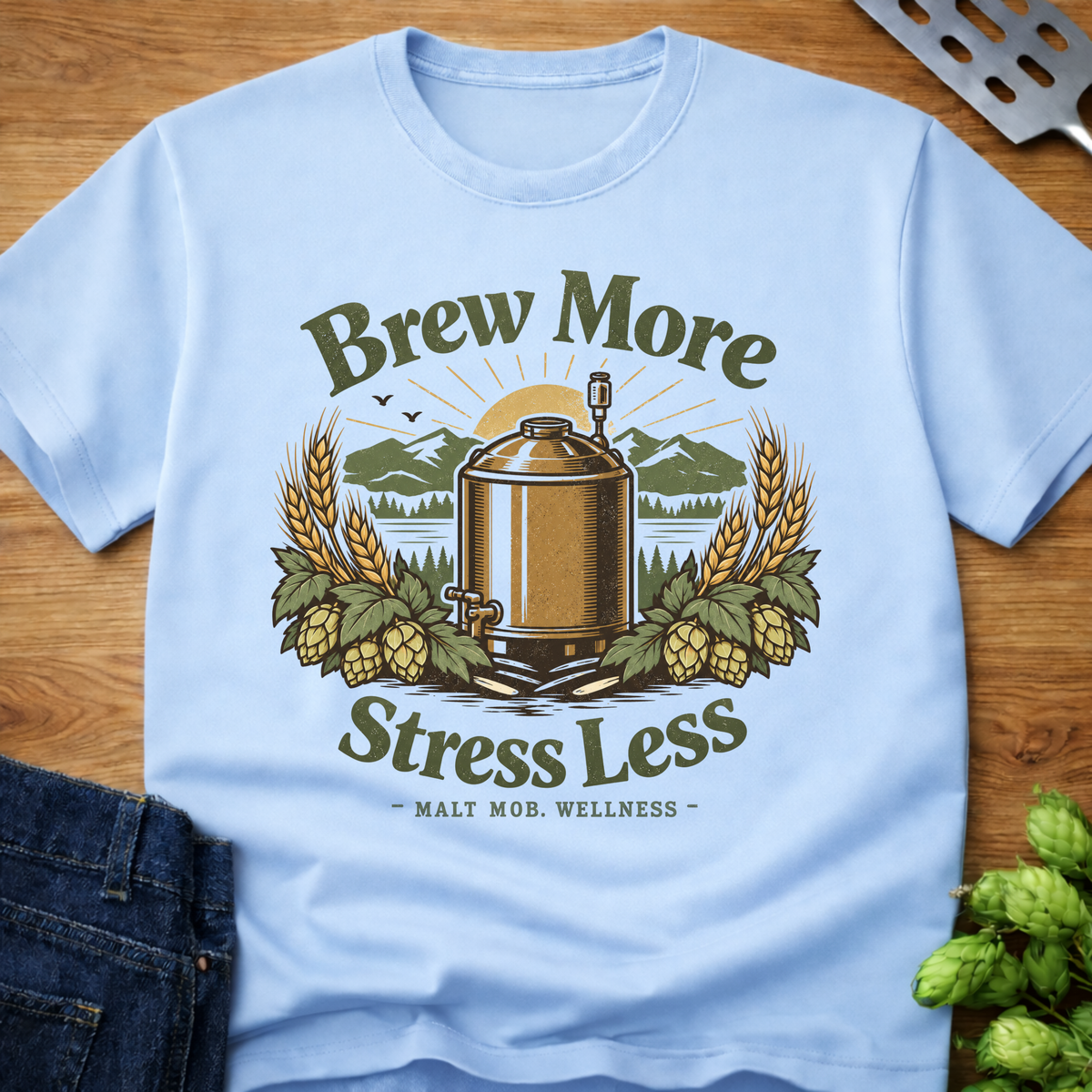 Brew More Stress Less T-Shirt