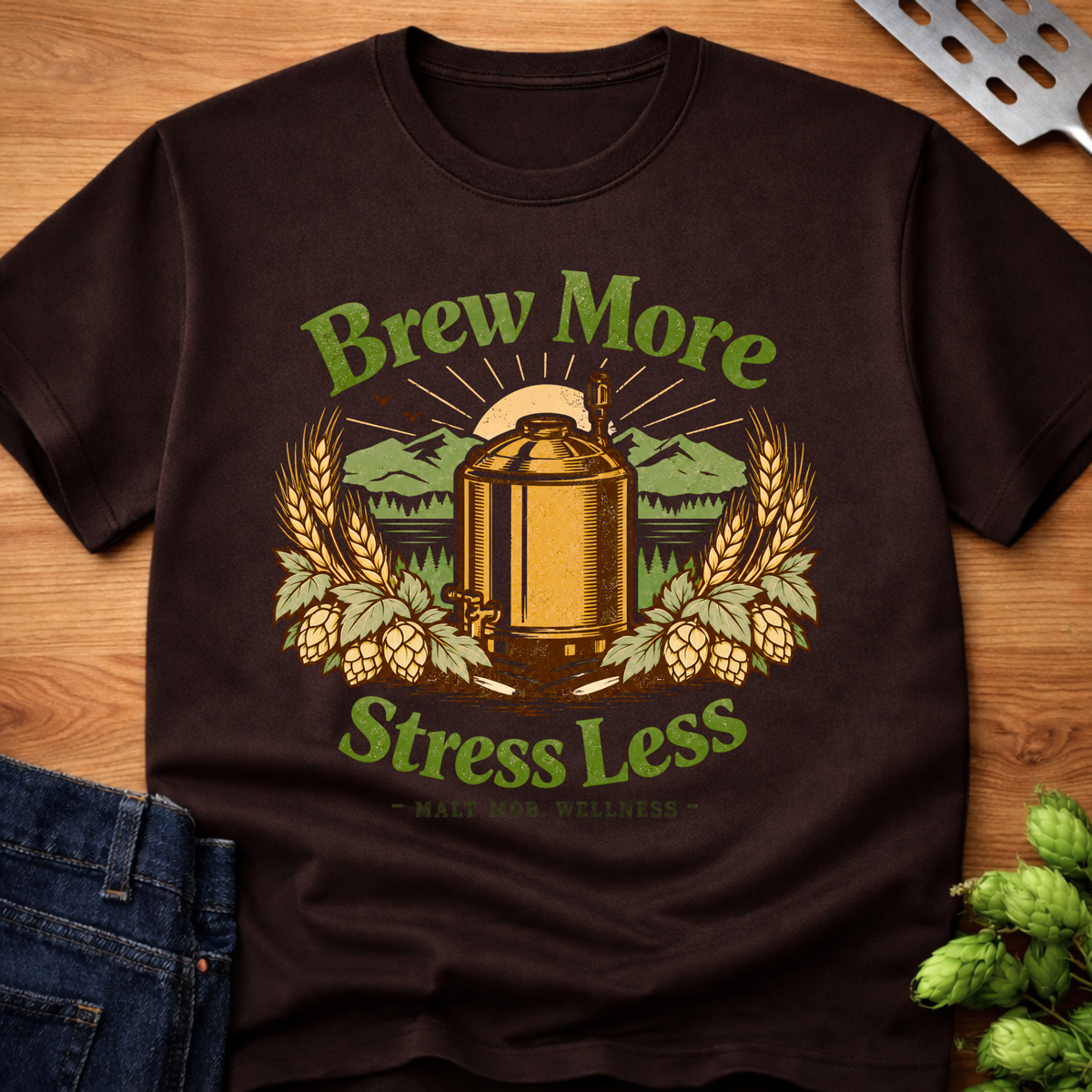 Brew More Stress Less T-Shirt